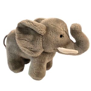 Vintage Dakin Elephant Plush with Tusks Realistic Braided Cord Tail 6" Tall x 8"